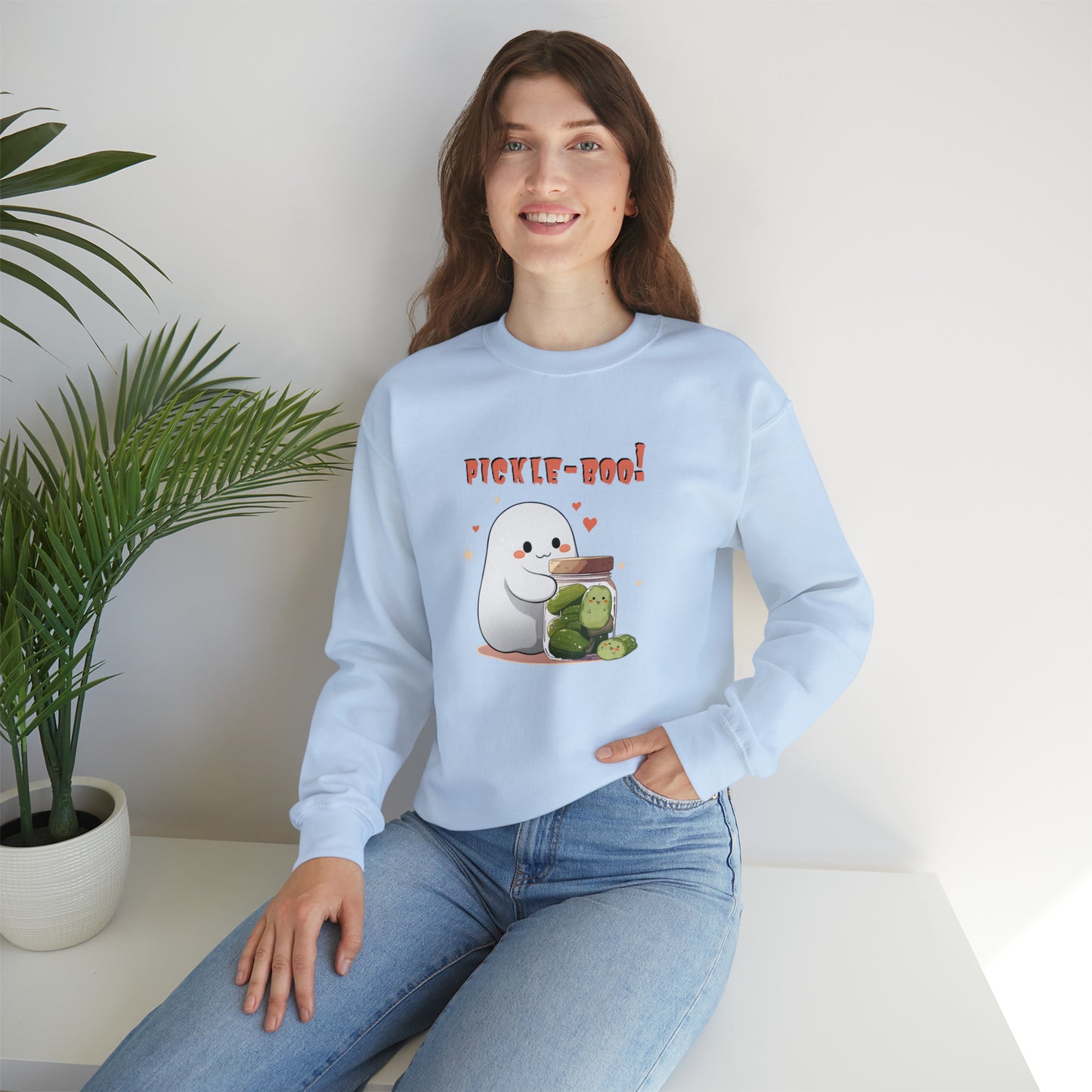 Halloween Sweatshirt - Pickle-Boo! - Ghost Holding Pickle Jar - Vintage Spooky Kawaii Pickle T-shirt for Pickle Lovers - October 2023