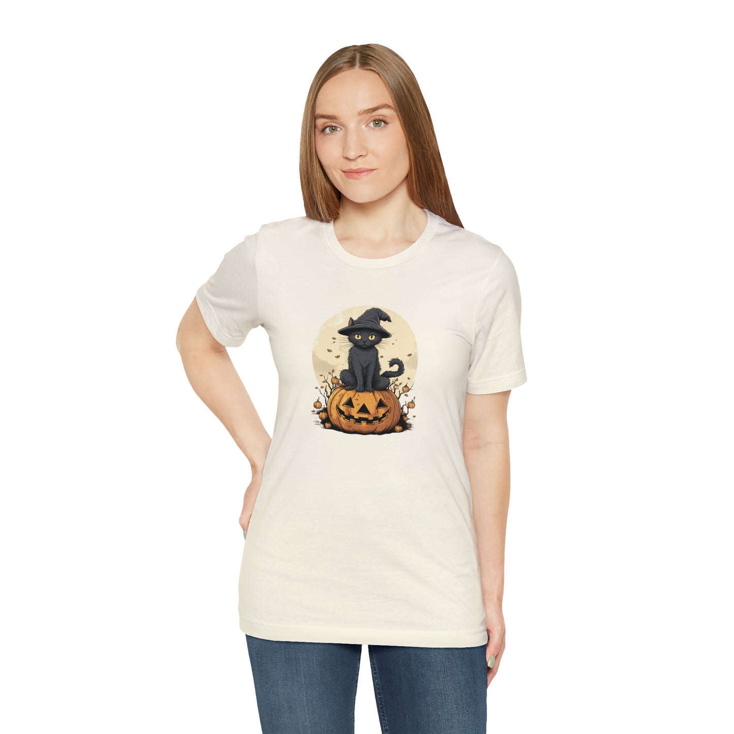 Halloween Cat on a Pumpkin with Witch Hat 2023