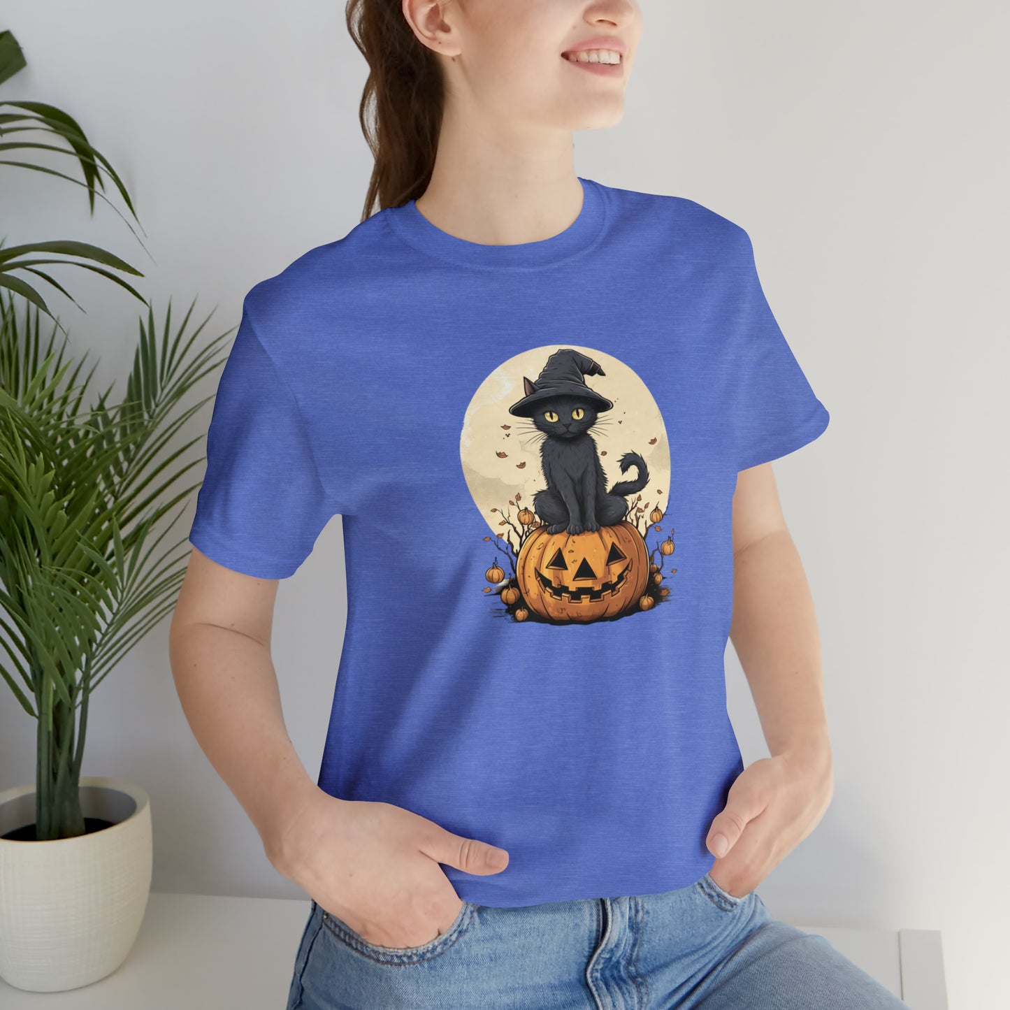 Halloween Cat on a Pumpkin with Witch Hat 2023