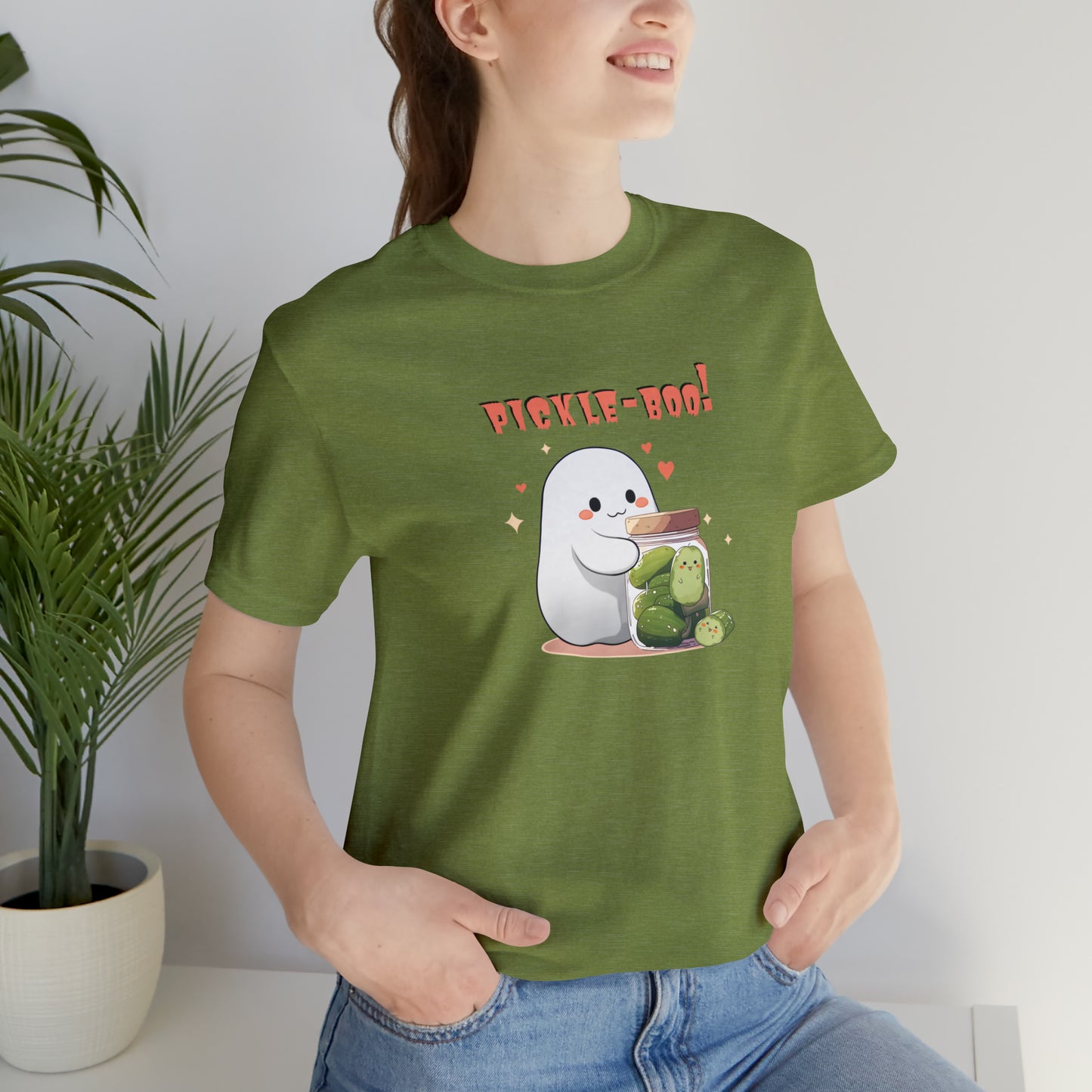 Halloween Shirt - Pickle-Boo! - Ghost Holding Pickle Jar - Vintage Kawaii Pickle T-shirt for Pickle Lovers