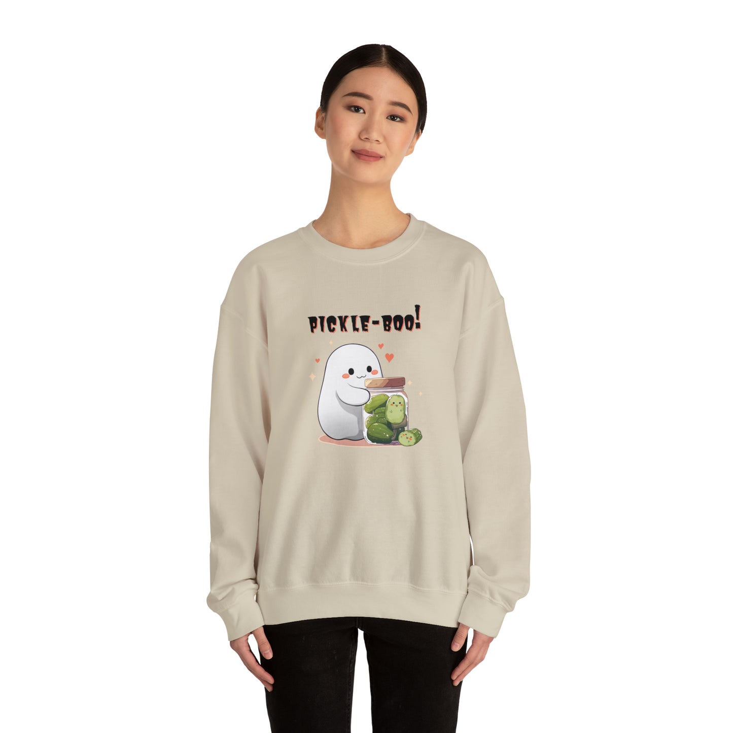 Halloween Sweatshirt - Pickle-Boo! - Ghost Holding Pickle Jar - Vintage Spooky Kawaii Pickle T-shirt for Pickle Lovers - October 2023