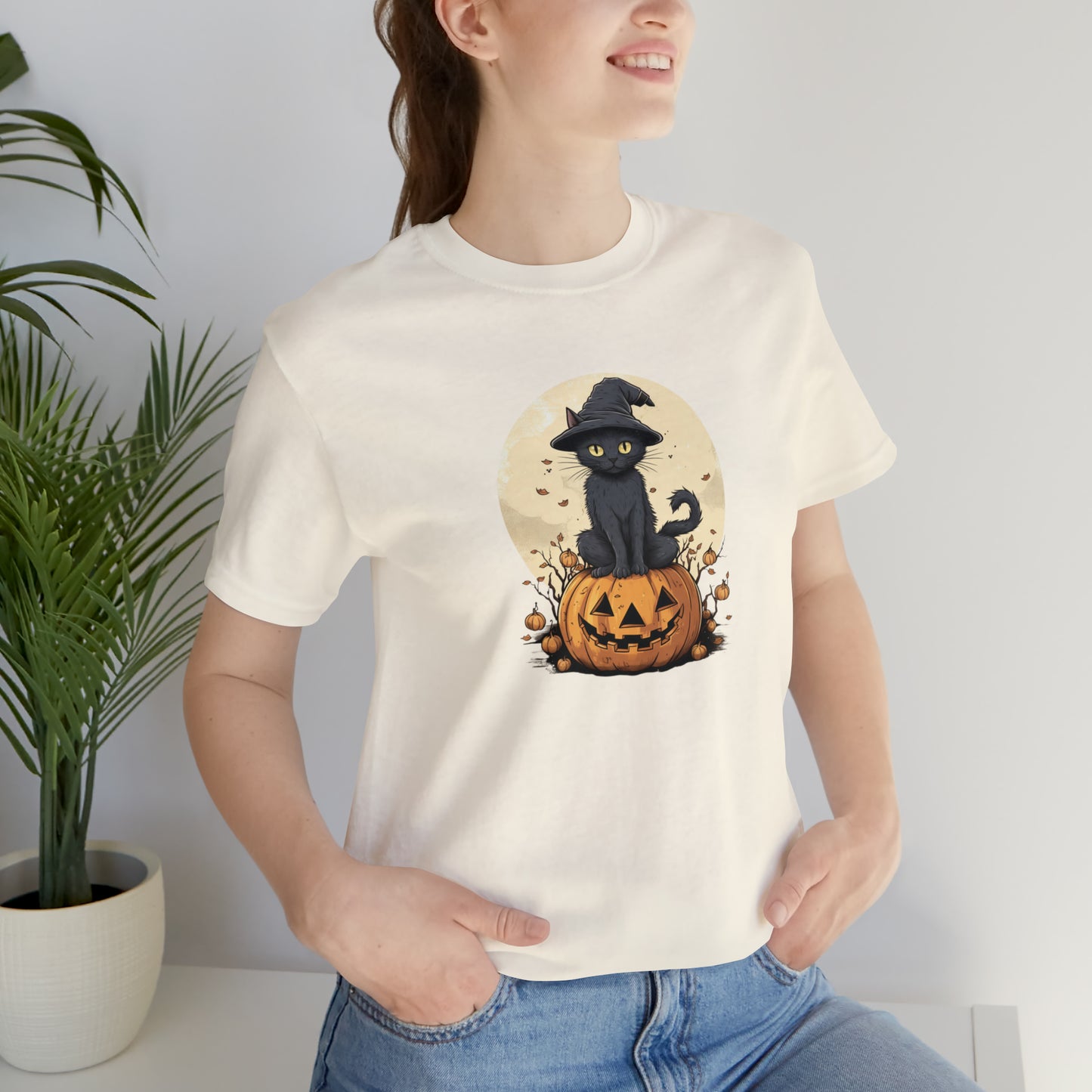 Halloween Cat on a Pumpkin with Witch Hat 2023