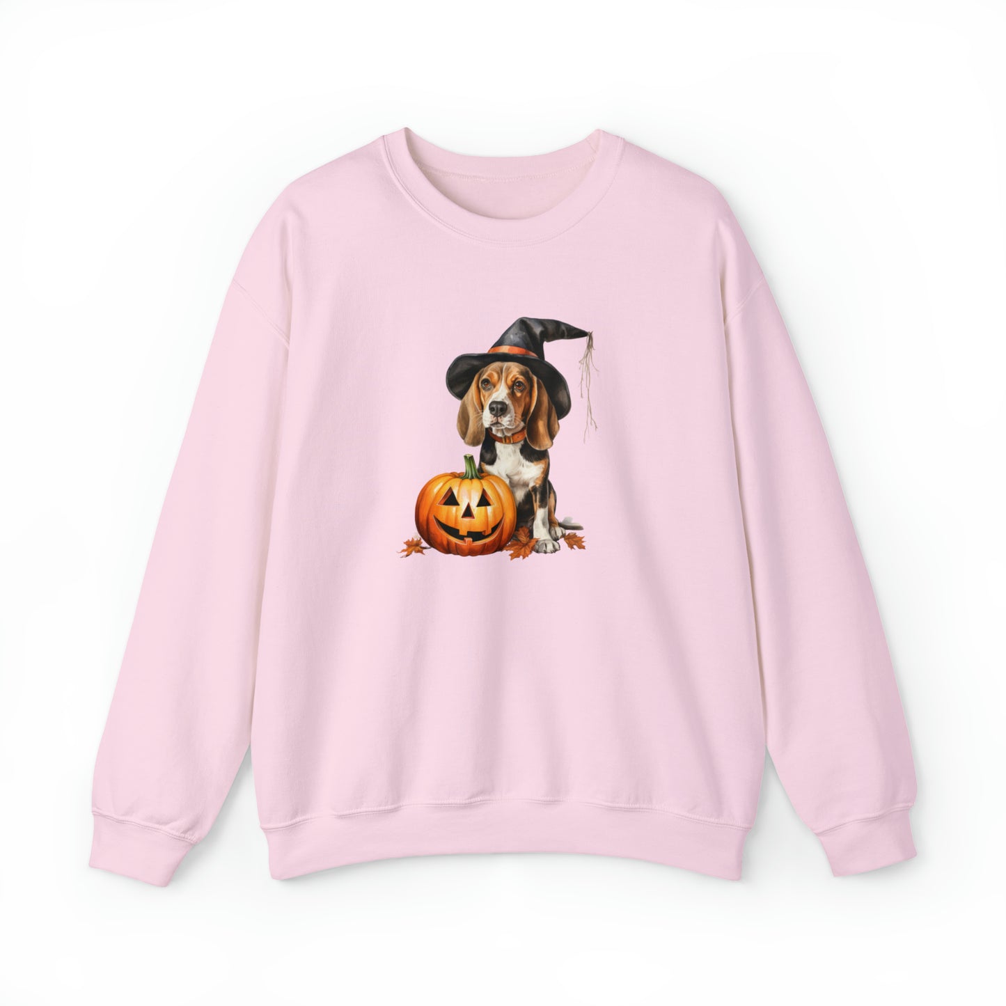 Beagle Halloween Sweatshirt - Cute Puppy Dressed as Witch with Pumpkin - Jack O' Lantern - October 2023