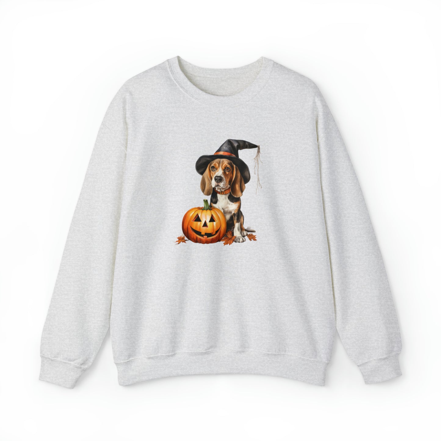 Beagle Halloween Sweatshirt - Cute Puppy Dressed as Witch with Pumpkin - Jack O' Lantern - October 2023