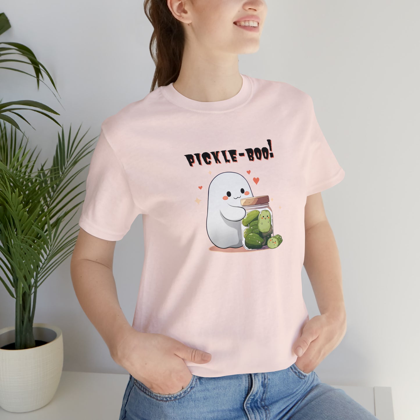 Halloween Shirt - Pickle-Boo! - Ghost Holding Pickle Jar - Vintage Kawaii Pickle T-shirt for Pickle Lovers