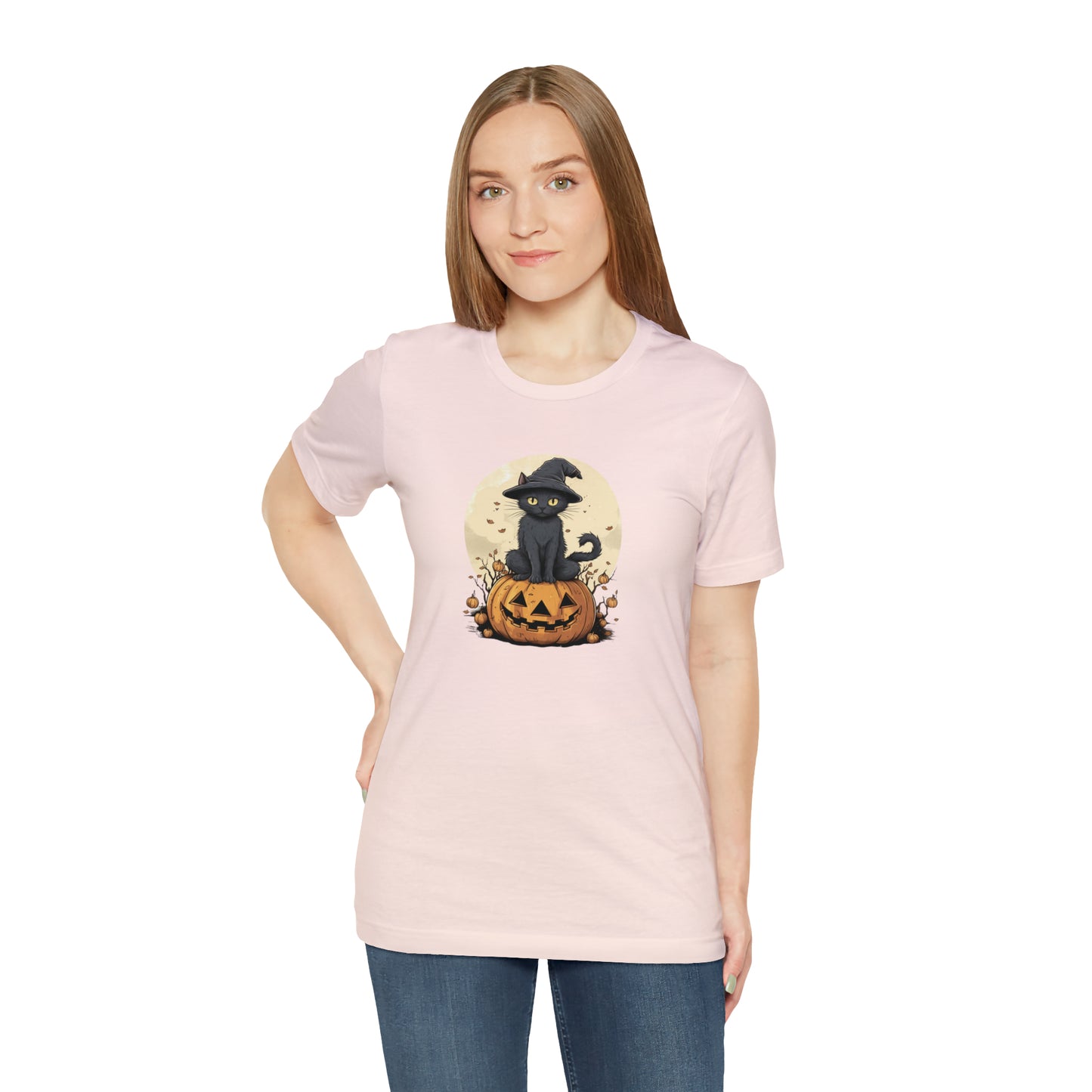 Halloween Cat on a Pumpkin with Witch Hat 2023