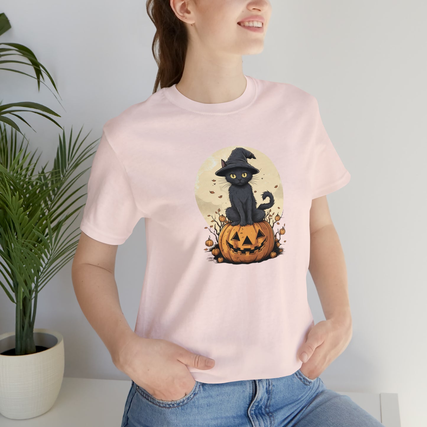 Halloween Cat on a Pumpkin with Witch Hat 2023