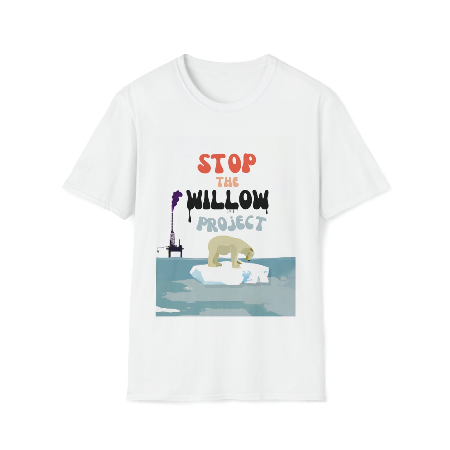 Stop The Willow Project T-Shirt - Polar Bear on Melting Ice Cap Glacier Iceberg - Save Arctic Wildlife - Climate Change Activism Shirt