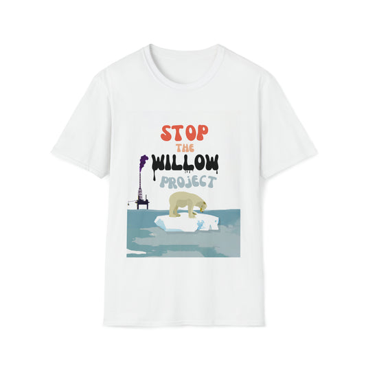 Stop The Willow Project T-Shirt - Polar Bear on Melting Ice Cap Glacier Iceberg - Save Arctic Wildlife - Climate Change Activism Shirt