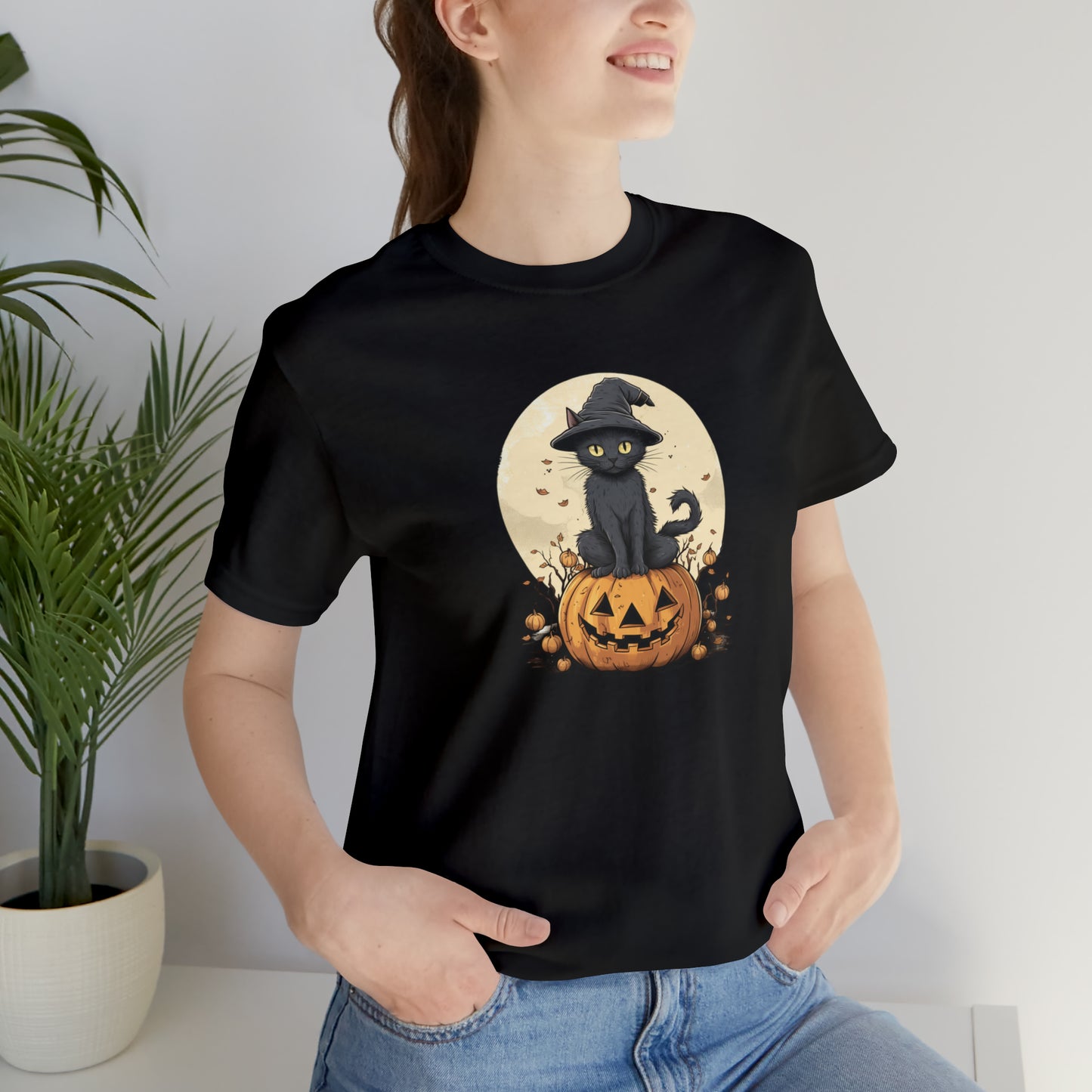 Halloween Cat on a Pumpkin with Witch Hat 2023