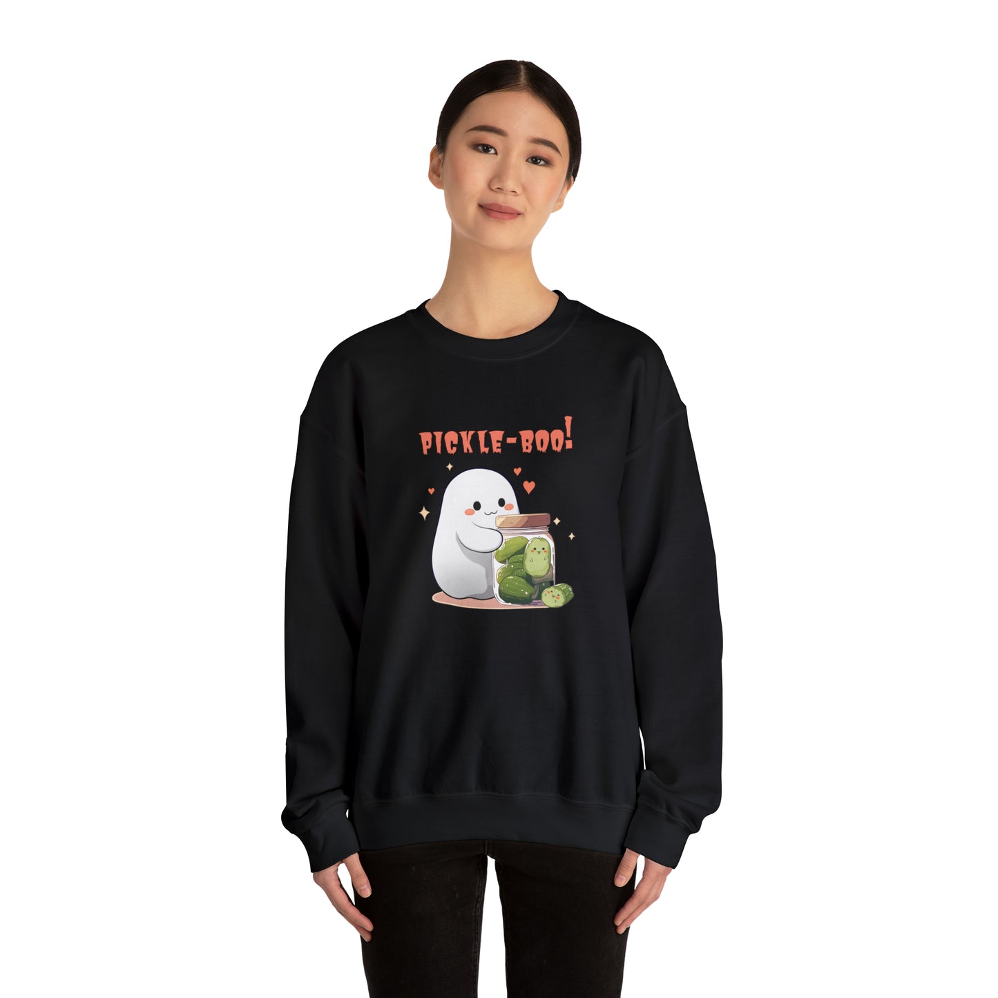 Halloween Sweatshirt - Pickle-Boo! - Ghost Holding Pickle Jar - Vintage Spooky Kawaii Pickle T-shirt for Pickle Lovers - October 2023