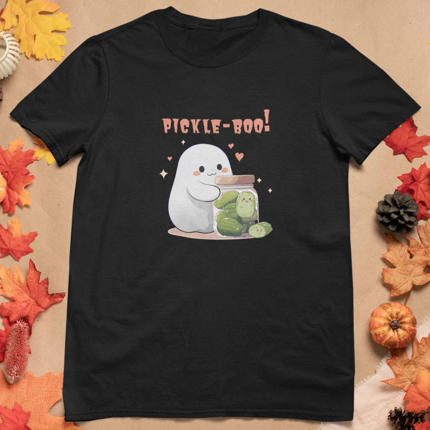 Halloween Shirt - Pickle-Boo! - Ghost Holding Pickle Jar - Vintage Kawaii Pickle T-shirt for Pickle Lovers